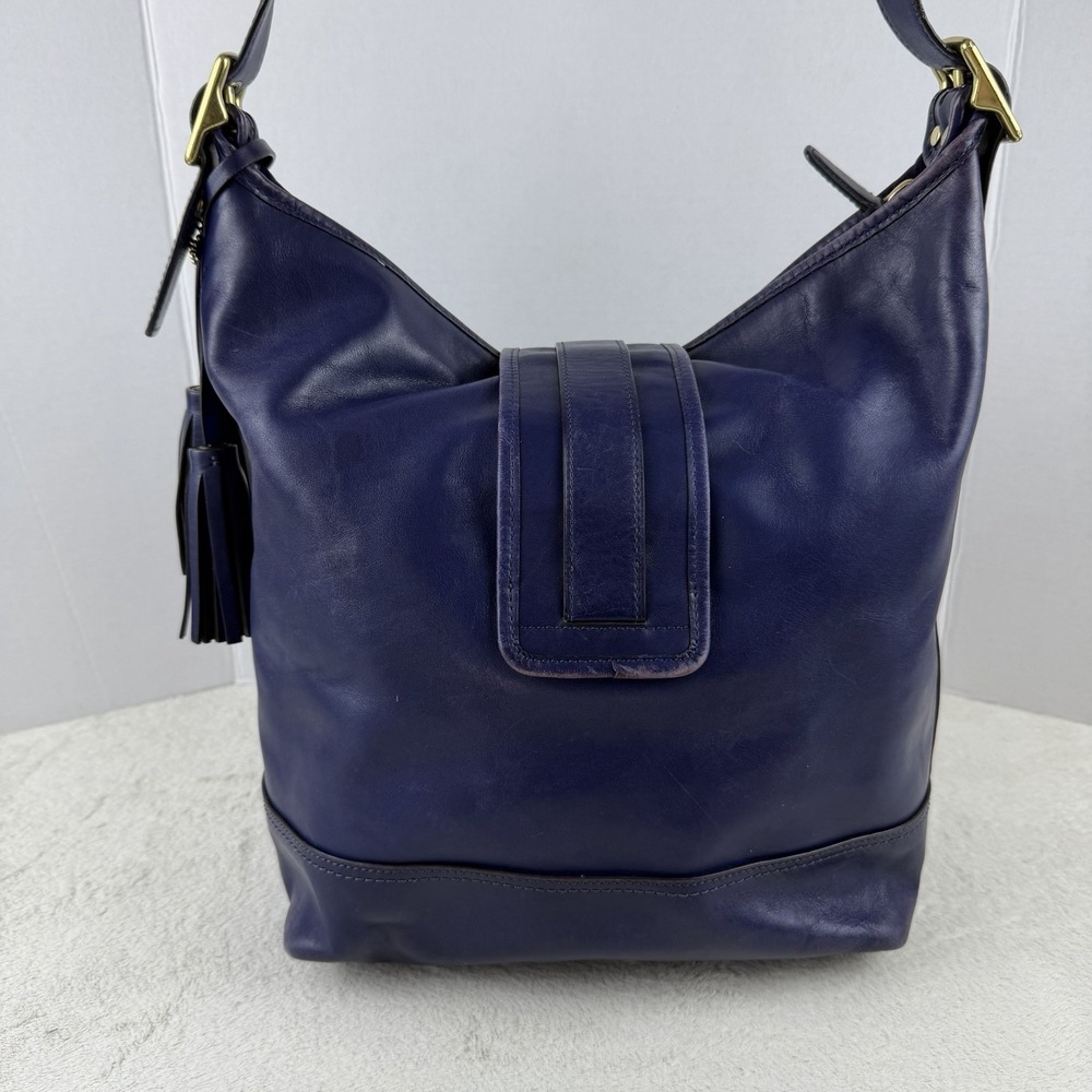 Coach Legacy Duffle Leather Purple Shoulder Crossbody Handbag 23420 Tassels - Picture 3 of 16